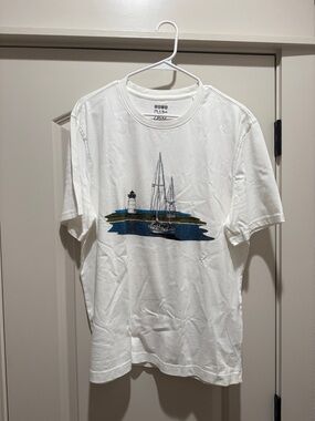 Jos. A. Bank White Nautical Sailboat Graphic Tee